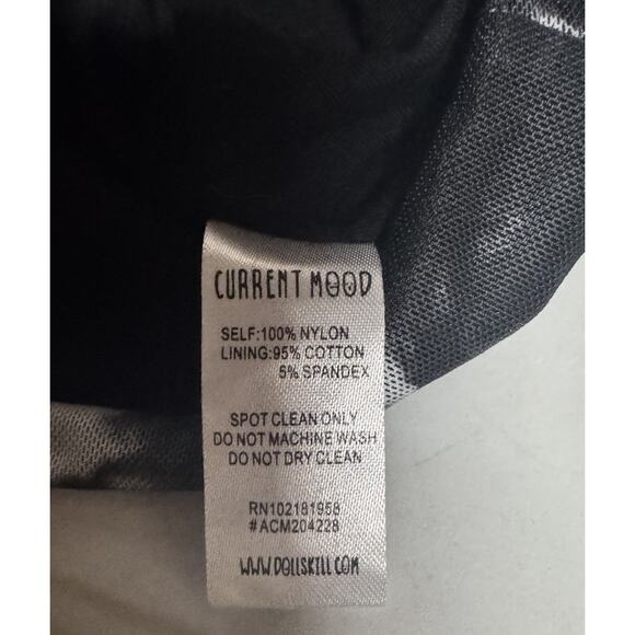 Current Mood Sz Small Black Mesh Bell Sleeve Ruched Button Front Top Grunge Goth - Picture 9 of 10